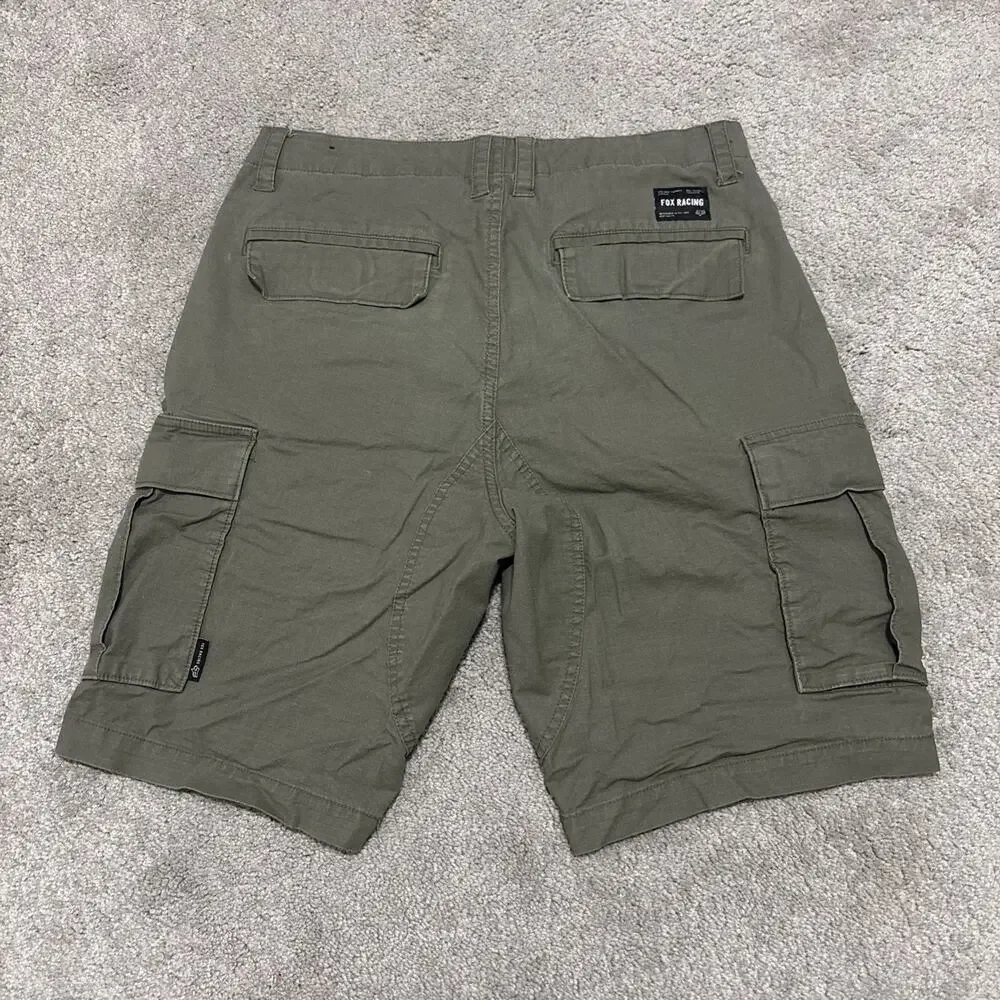 Fox Racing Shorts Mens 33 Green Cargo Canvas Outdoor Hiking Utility Casual